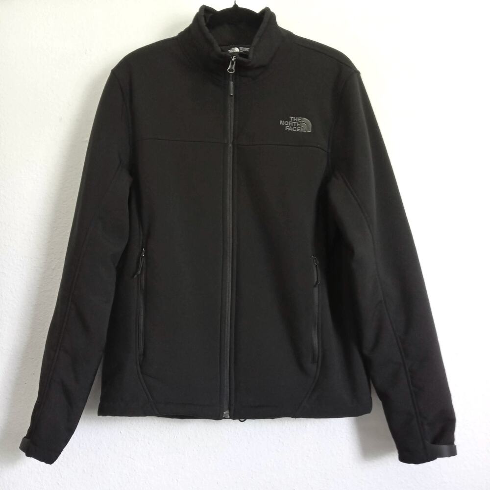 The NORTH FACE WindWall Jacket Black Fleece Lined Men SZ Small Zip Front Pockets